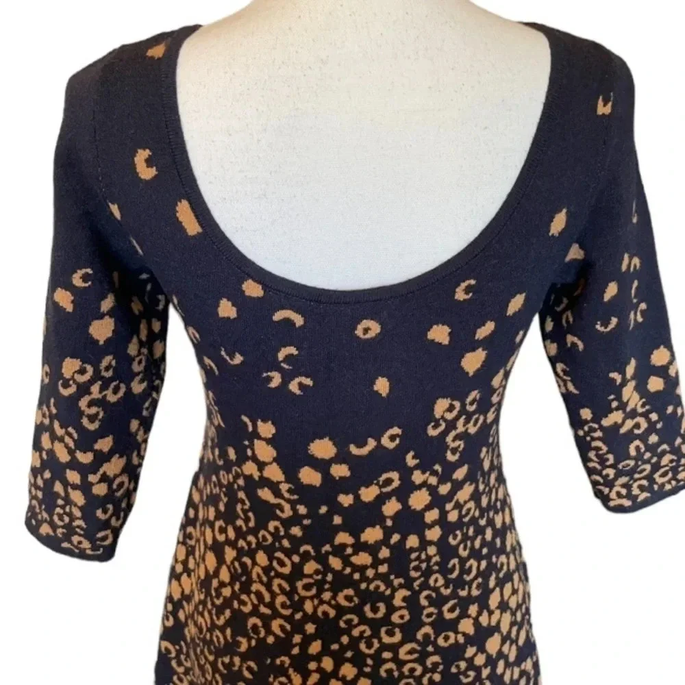 Anthropologie Dress Womens XS Maeve Sweater Animal Print Warm Scoop Back Y2K - Picture 12 of 15